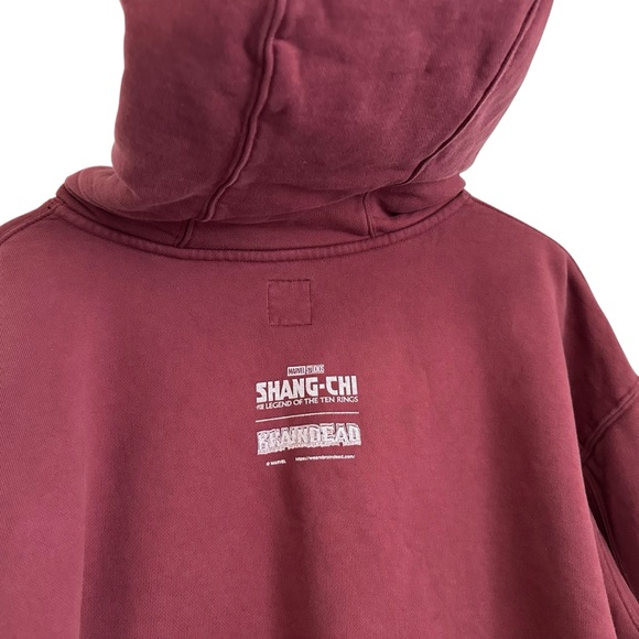 Brain Dead Mens Marvel Shang-Chi Hoodie Sweatshirt Sz XL Burgundy Pullover - Picture 5 of 10